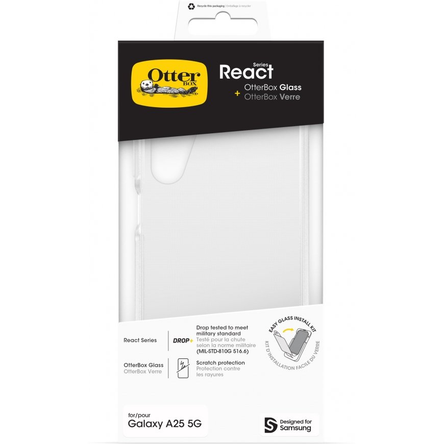 Otterbox React protective case + Otterbox Glass protective glass, clear, Samsung Galaxy A25 5G – 4
