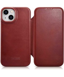 iCarer CE Oil Wax Premium Leather Case for iPhone 14 Plus Magnetic Flip Leather Case MagSafe Red (AKI14220707-RD)