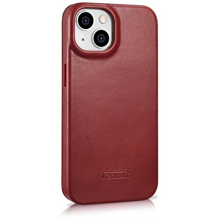 iCarer CE Oil Wax Premium Leather Case for iPhone 14 Plus Magnetic Flip Leather Case MagSafe Red (AKI14220707-RD) – 4