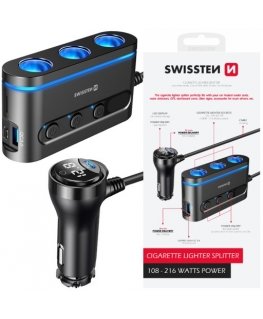Autolaadija Swissten 2x USB-C/1x USB-A