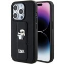 Karl Lagerfeld Saffiano Grip Stand Metal Logo Case for iPhone 15