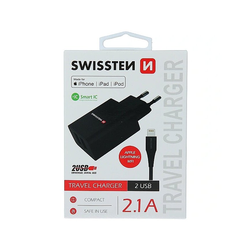 Swissten Smart IC Tīkla Lādētājs 2x