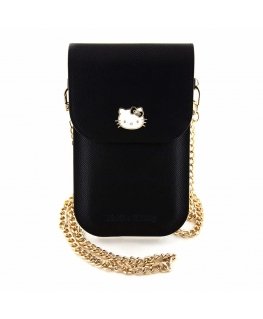 Hello Kitty PU Metal Logo Leather Wallet Phone Bag Black