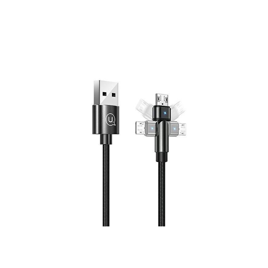 USAMS Kabel pleciony obrotowy U60 2A microUSB czarny|black 1m SJ