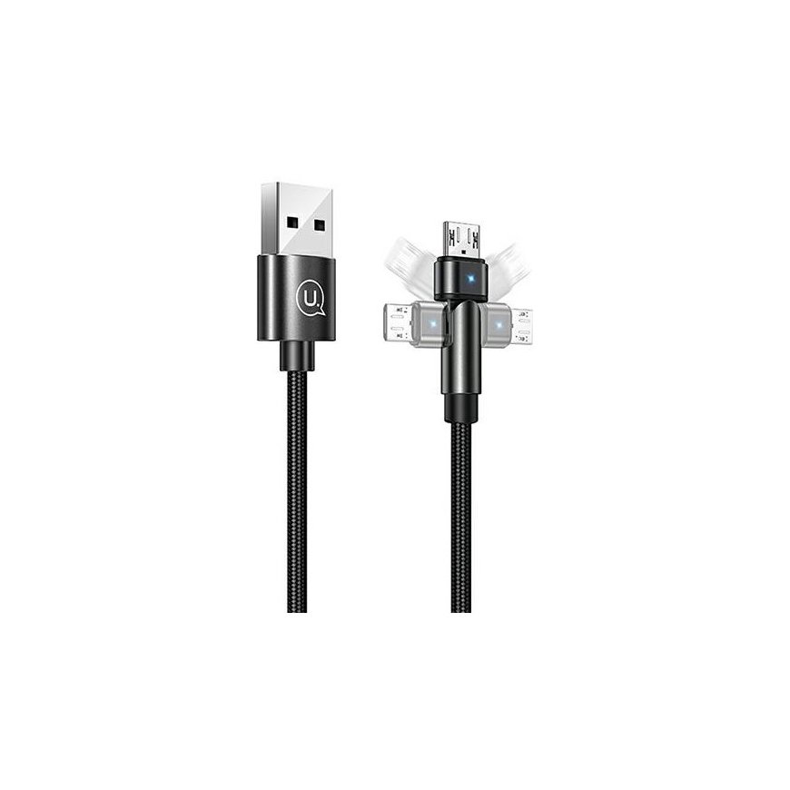USAMS Kabel pleciony obrotowy U60 2A microUSB czarny|black 1m SJ – 2