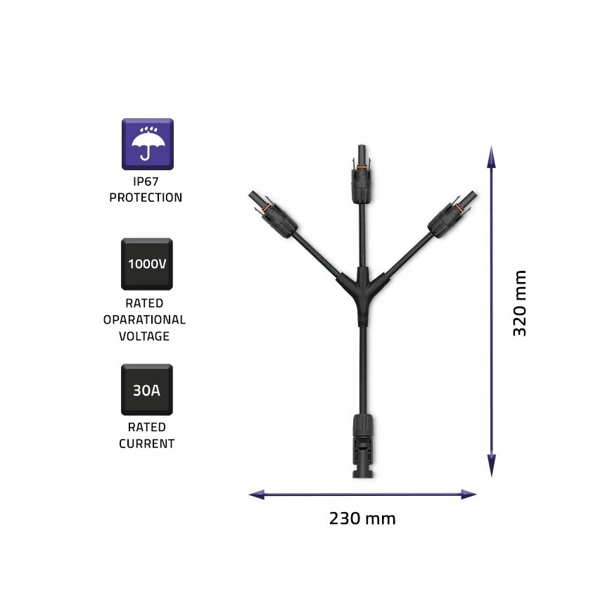 Qoltec Konektor solarny | złącze MC4 | Typ Y | 1000V | 30A | komplet – 2