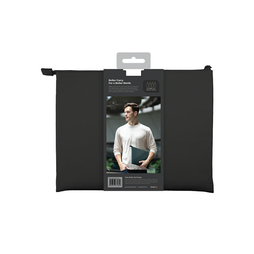 Case Uniq Lyon laptop sleeve 16" case - black Waterproof RPET – 4