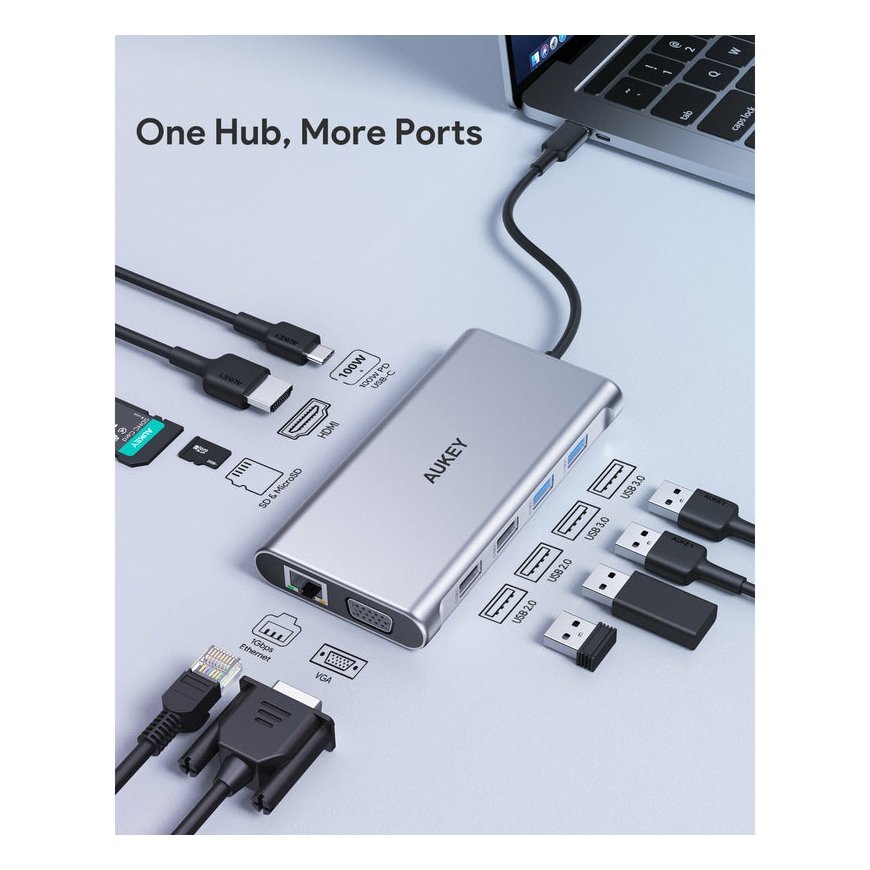 AUKEY Hub USB-C CB-C89 Aluminium |