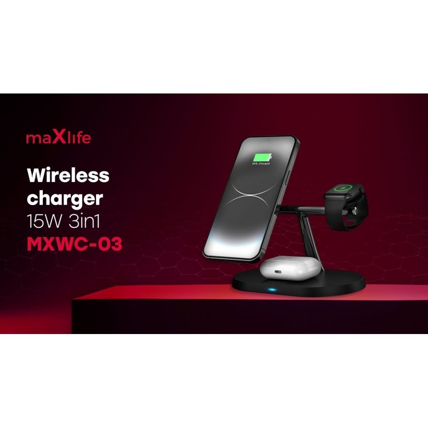 Maxlife MXWC-03 Wireless 3in1 Charger 15W