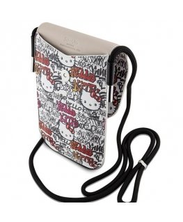 Hello Kitty Leather Tags Graffiti Cord bag - beige