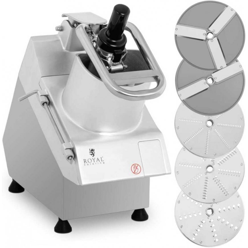Royal Catering Elektrinė pjaustyklė daržovėms, vaisiams, sk. 205 mm 5 DISKAI 750 W