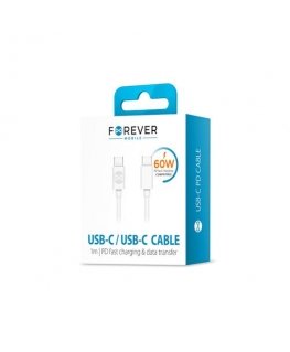 Forever cable USB-C - USB-C 1,0 m 3A white