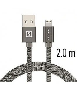 Swissten tekstylny USB - Lightning 2.0m szary
