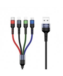 USAMS Kabel pleciony U26 4w1 0.35m 2A Fast Charge (2xlightning|m