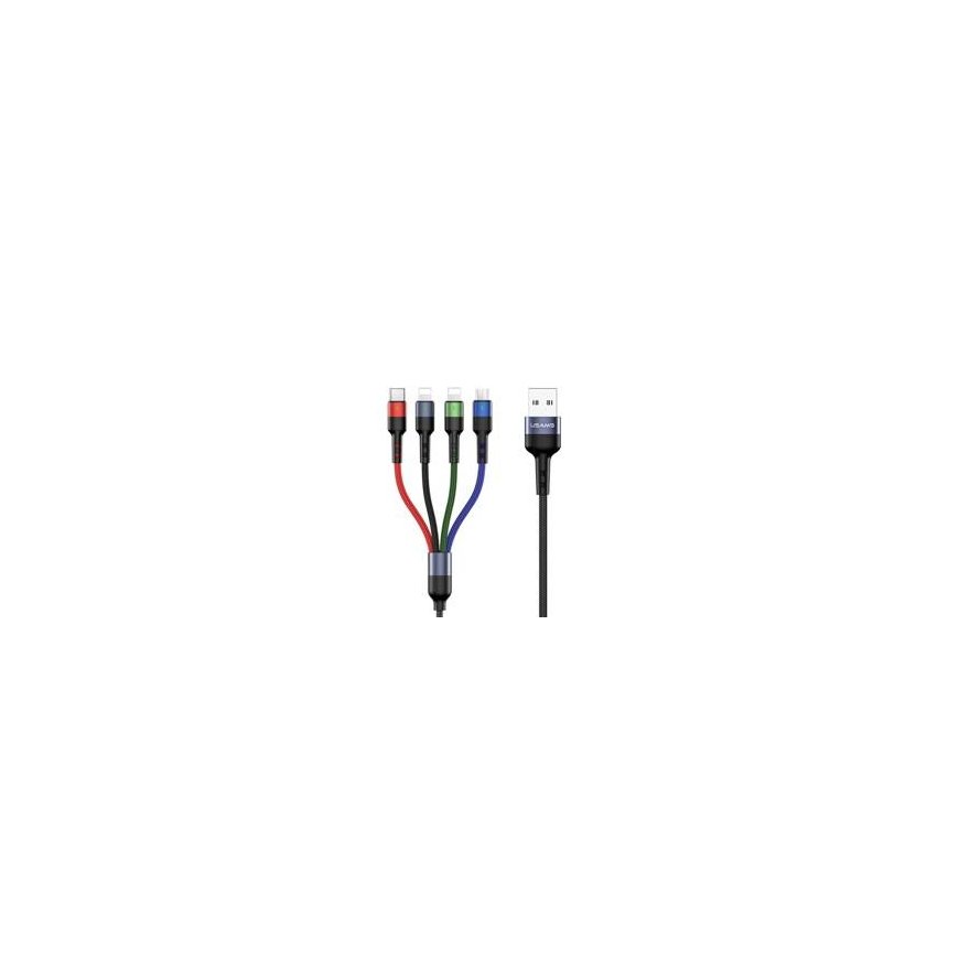 USAMS Kabel pleciony U26 4w1 0.35m 2A Fast Charge (2xlightning|m – 2