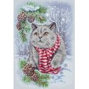 luca S Cross stitch kit "Winter cat" 19x28cm SLETIL8997 luca S Cross stitch kit "Winter cat" 19x28cm SLETIL8997