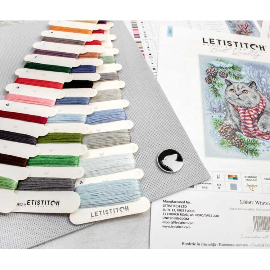 luca S Cross stitch kit "Winter cat" 19x28cm SLETIL8997 – 2
