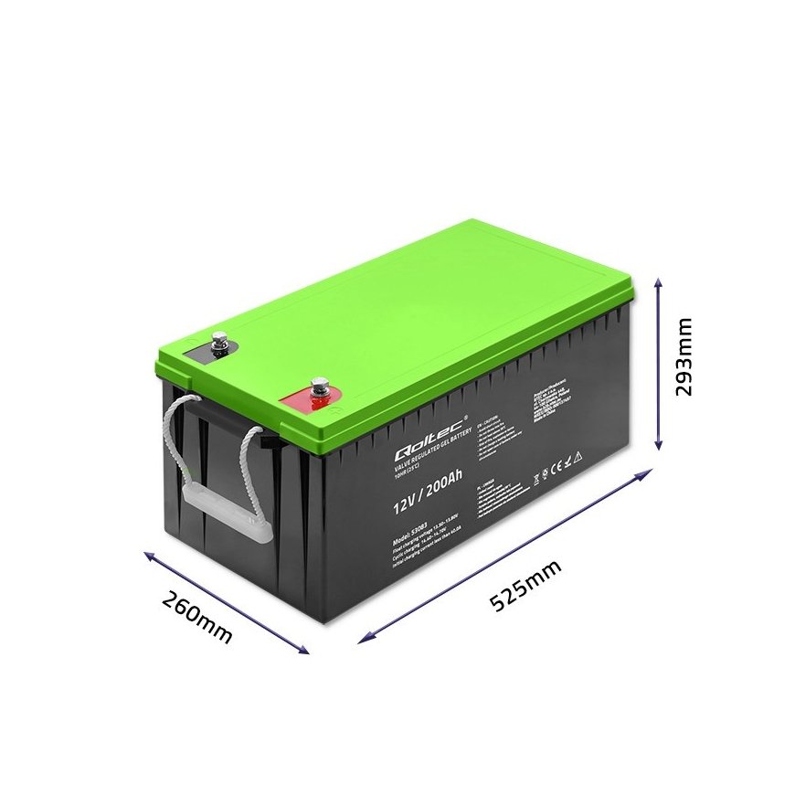 Qoltec 53083 Gel battery | 12V | 200AH – 5