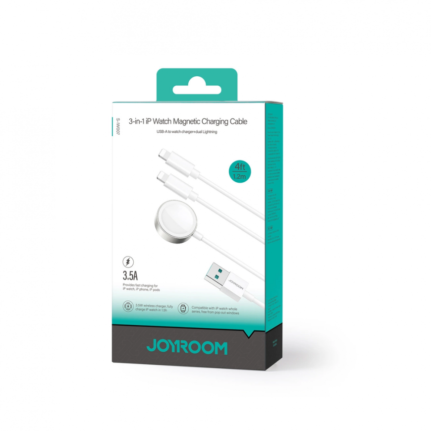 Joyroom S-IW007 3 in 1 Cable USB-A Magnetic Charger - Lightning 1.2m - White – 4