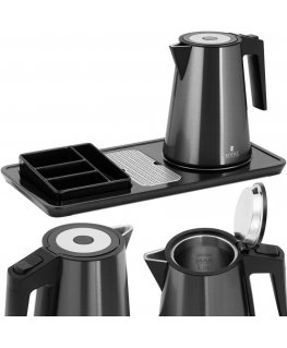 Royal Catering Hotel Welcome Kit, Electric Kettle with Tray, 1.2L, 1800W, Black
