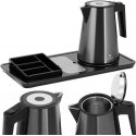 Royal Catering Viešbučio pasveikinimo rinkinys, elektrinis virdulys su padėklu, 1,2 l, 1800 W, juodas Royal Catering Viešbučio pasveikinimo rinkinys, elektrinis virdulys su padėklu, 1,2 l, 1800 W, juodas