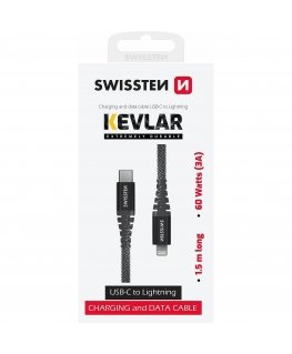 Swissten Kevlar Kabelis USB-C | Lightning 1.5m | 60w