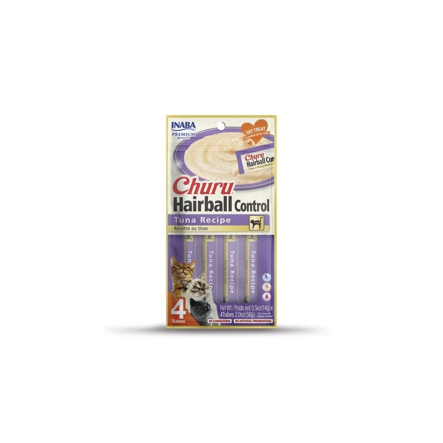 INABA Churu Hairball Tuna kaķu cienasts - 4x14 g