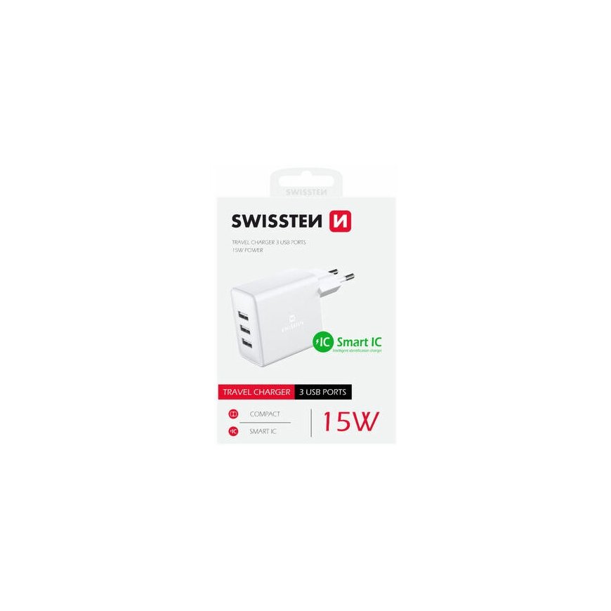 Swissten Smart IC Tīkla Lādētājs 3x