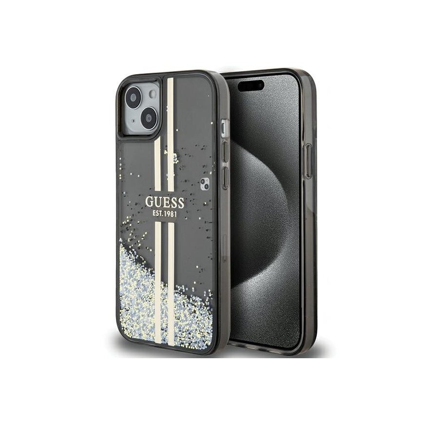 Guess PC|TPU Liquid Glitter Gold Stripe Case for iPhone 15 Plus – 2