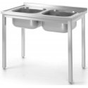 Budget Line Double Bowl Basin Sink STEEL 1000 x 600 x 850 cm - Hendi 817049