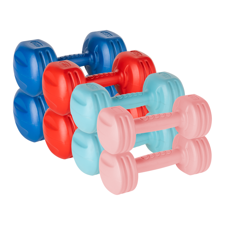 Set of bituminous dumbbells 20kg (2x1kg + 2x2kg + 2x3kg + 2x4kg), REBEL ACTIVE