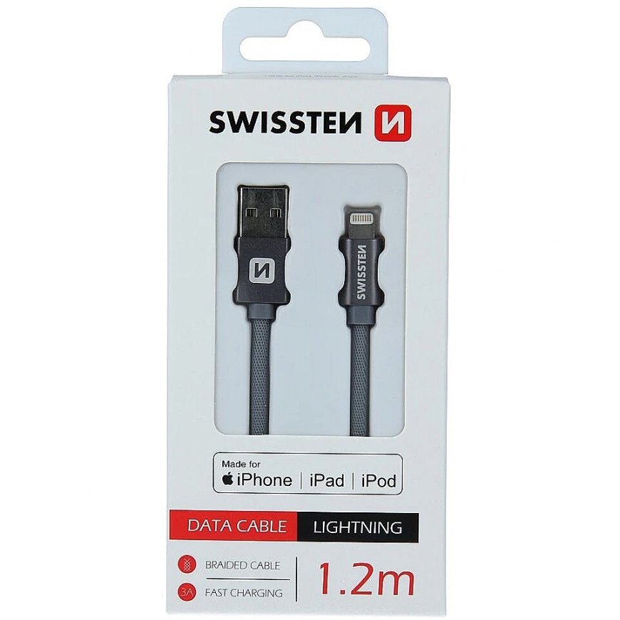 Swissten MFI Textile Fast Charge 3A