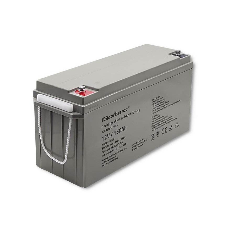 Qoltec 53068 AGM akumulators | 12V