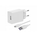 OBAL:ME Wall Charger USB-A 10W + USB-A|USB-C Cable 1m White OBAL:ME Wall Charger USB-A 10W + USB-A|USB-C Cable 1m White