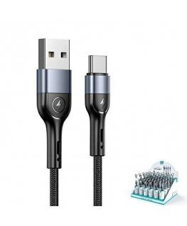 USAMS Kabel pleciony U55 2A USB-C 1szt. for set U55 czarny|black