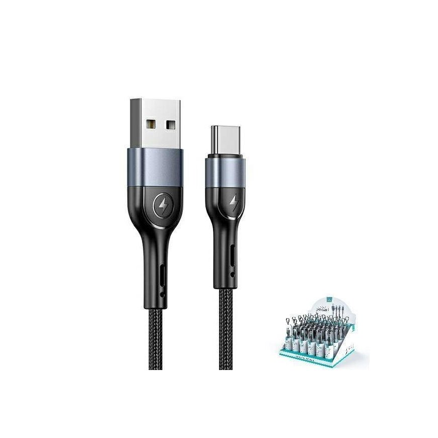 USAMS Kabel pleciony U55 2A USB-C 1szt. for set U55 czarny|black