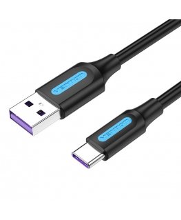 USB 2.0 A to USB-C 5A Cable Vention CORBG 1.5m Black PVC
