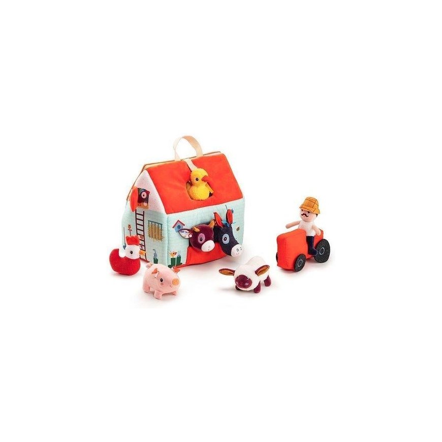 Lilliputiens Farma rozkładany domek z 6 zwierzątkami, rolnikiem i traktorem