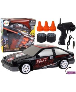 Lean Remote Control Sports Car R/C 1:24 Black Changeable Wheels