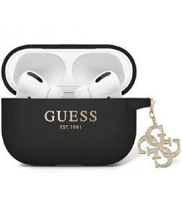 Guess GUAP2LECG4K Case for AirPods Pro 2 Cover - Black Liquid Silicone Glitter Triangle Charm