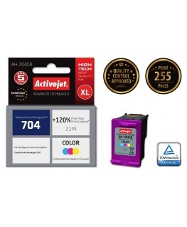 Activejet " " AH-704BR rašalas (pakaitinis HP 704 CN692AE "Premium" 20 ml juodas)