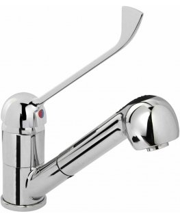Kitchen faucet with pull-out shower, stainless steel, height 230 mm - Hendi 810255