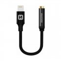 Swissten Adapter tekstylny Lightning / Jack 0,15m Czarny Swissten Adapter tekstylny Lightning / Jack 0,15m Czarny