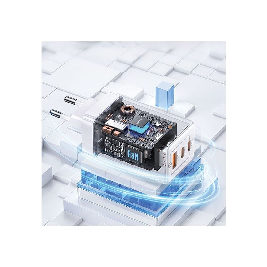 USAMS Ład. siec. 2xUSB-C+1xUSB 65W (only