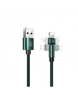 USAMS Kabel pleciony obrotowy U60 2A Lightning zielony|green 1m