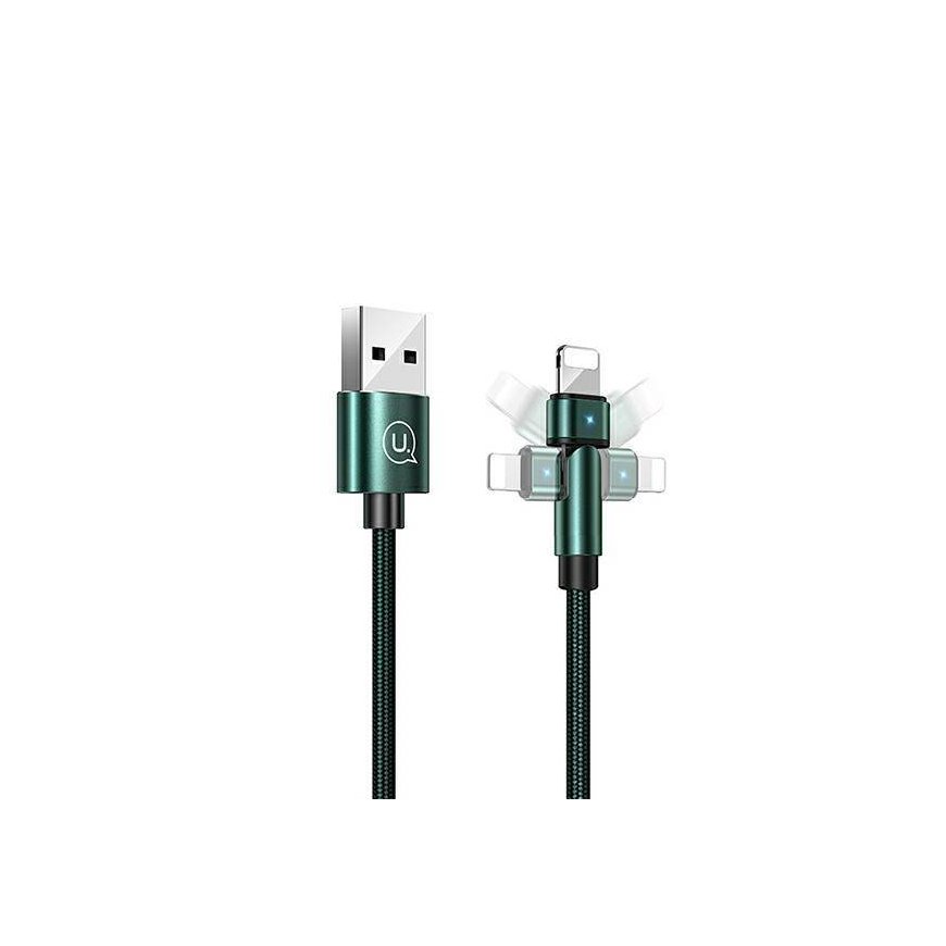 USAMS Kabel pleciony obrotowy U60 2A Lightning zielony|green 1m – 2
