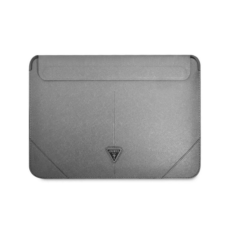 Guess Saffiano Triangle Metal Logo Computer Sleeve 13|14" Silver