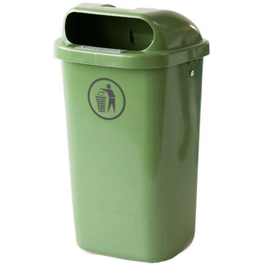 Europlast Austria Gatvės šiukšliadėžė, miesto šiukšlių konteineris stulpui ar sienai, DIN 50L - žalias