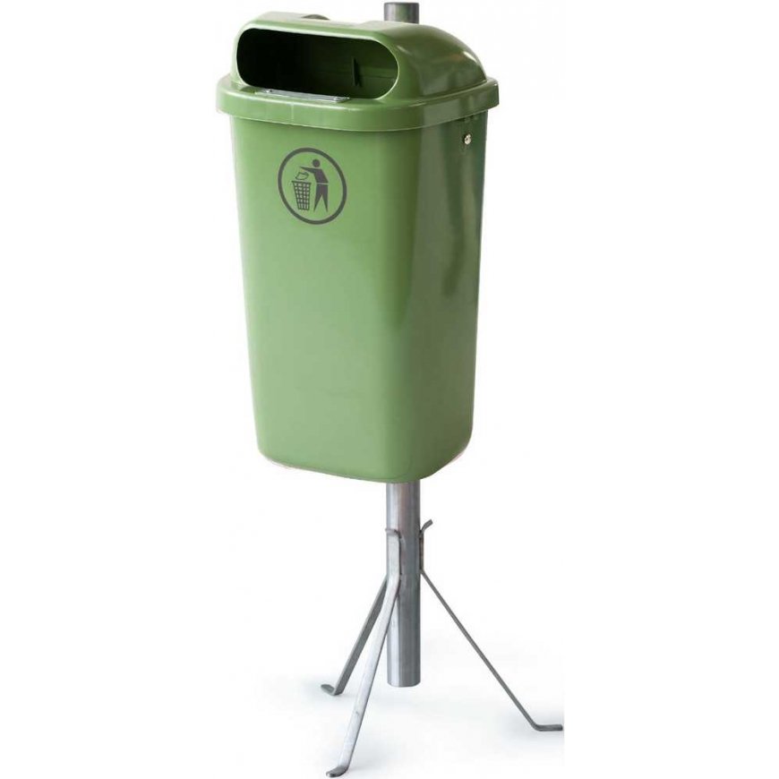 Europlast Austria Street trash can, city trash container for pole or wall, DIN 50L - green – 4