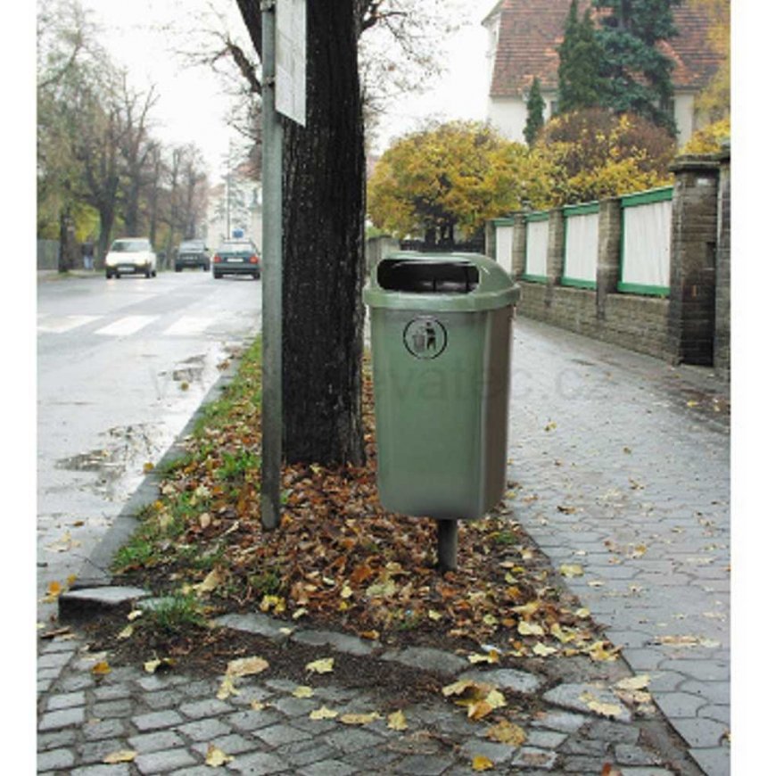 Europlast Austria Street trash can, city trash container for pole or wall, DIN 50L - green – 5